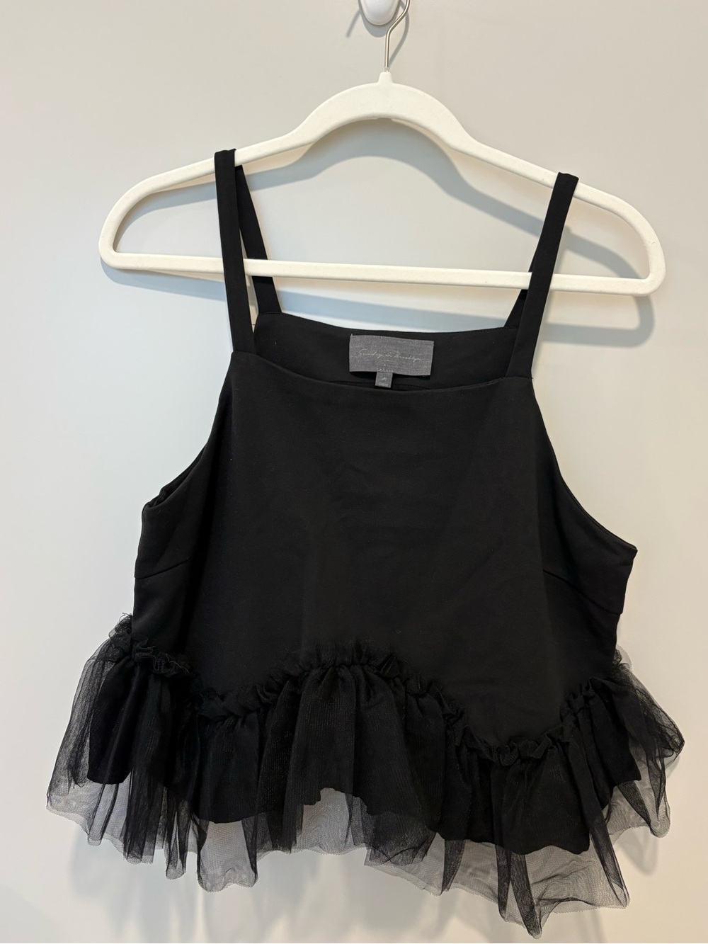 Black Ruffle Hem Tank Top